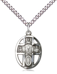 [0879SS/24SS] Sterling Silver 5-Way / Chalice Pendant on a 24 inch Sterling Silver Heavy Curb chain