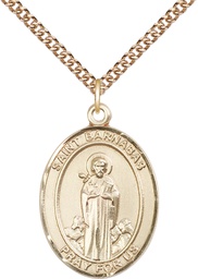 [7216GF/24GF] 14kt Gold Filled Saint Barnabas Pendant on a 24 inch Gold Filled Heavy Curb chain