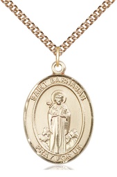 [7216GF/24GF] 14kt Gold Filled Saint Barnabas Pendant on a 24 inch Gold Filled Heavy Curb chain