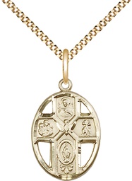 [0880GF/18G] 14kt Gold Filled 5-Way / Holy Spirit Pendant on a 18 inch Gold Plate Light Curb chain