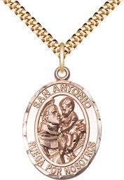 [7004SPGF/24G] 14kt Gold Filled San Antonio Pendant on a 24 inch Gold Plate Heavy Curb chain