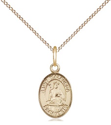[9126GF/18GF] 14kt Gold Filled Saint Walburga Pendant on a 18 inch Gold Filled Light Curb chain