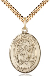 [7005GF/24G] 14kt Gold Filled Saint Apollonia Pendant on a 24 inch Gold Plate Heavy Curb chain