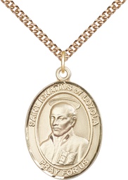 [7217GF/24GF] 14kt Gold Filled Saint Ignatius of Loyola Pendant on a 24 inch Gold Filled Heavy Curb chain