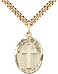[0881GF/24G] 14kt Gold Filled A Friend In Jesus Pendant on a 24 inch Gold Plate Heavy Curb chain