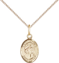 [9127GF/18GF] 14kt Gold Filled Saint Ursula Pendant on a 18 inch Gold Filled Light Curb chain