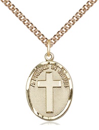 [0881GF/24GF] 14kt Gold Filled A Friend In Jesus Pendant on a 24 inch Gold Filled Heavy Curb chain