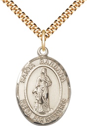 [7006SPGF/24G] 14kt Gold Filled Santa Barbara Pendant on a 24 inch Gold Plate Heavy Curb chain
