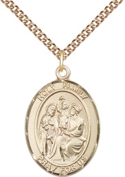 [7218GF/24GF] 14kt Gold Filled Holy Family Pendant on a 24 inch Gold Filled Heavy Curb chain