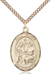 [7218GF/24GF] 14kt Gold Filled Holy Family Pendant on a 24 inch Gold Filled Heavy Curb chain