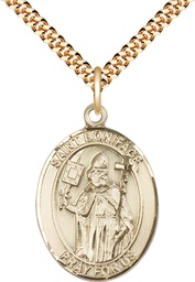 [7009GF/24G] 14kt Gold Filled Saint Boniface Pendant on a 24 inch Gold Plate Heavy Curb chain