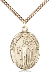 [7220GF/24GF] 14kt Gold Filled Saint Joseph the Worker Pendant on a 24 inch Gold Filled Heavy Curb chain