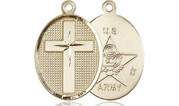 [0883GF2] 14kt Gold Filled Cross Army Medal