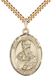 [7012GF/24G] 14kt Gold Filled Saint Alexander Sauli Pendant on a 24 inch Gold Plate Heavy Curb chain