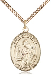[7221GF/24GF] 14kt Gold Filled Saint Alphonsus Pendant on a 24 inch Gold Filled Heavy Curb chain