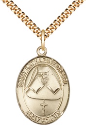 [7015GF/24G] 14kt Gold Filled Saint Katharine Drexel Pendant on a 24 inch Gold Plate Heavy Curb chain