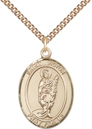 [7223GF/24GF] 14kt Gold Filled Saint Victor of Marseilles Pendant on a 24 inch Gold Filled Heavy Curb chain