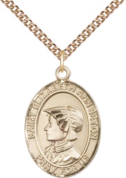 [7224GF/24GF] 14kt Gold Filled Saint Elizabeth Ann Seton Pendant on a 24 inch Gold Filled Heavy Curb chain