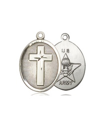 [0883SS2] Sterling Silver Cross Army Medal
