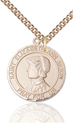 [7224RDGF/24GF] 14kt Gold Filled Saint Elizabeth Ann Seton Pendant on a 24 inch Gold Filled Heavy Curb chain