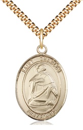 [7020GF/24G] 14kt Gold Filled Saint Charles Borromeo Pendant on a 24 inch Gold Plate Heavy Curb chain