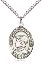 [7224SS/24SS] Sterling Silver Saint Elizabeth Ann Seton Pendant on a 24 inch Sterling Silver Heavy Curb chain