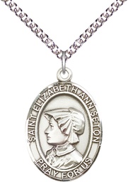 [7224SS/24SS] Sterling Silver Saint Elizabeth Ann Seton Pendant on a 24 inch Sterling Silver Heavy Curb chain