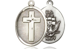 [0883SS6] Sterling Silver Cross Navy Medal