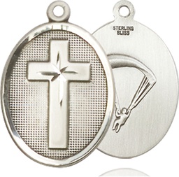 [0883SS7] Sterling Silver Cross Paratroopers Medal