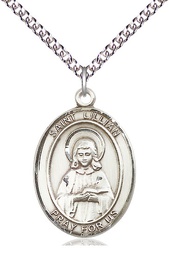 [7226SS/24SS] Sterling Silver Saint Lillian Pendant on a 24 inch Sterling Silver Heavy Curb chain