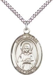 [7226SS/24SS] Sterling Silver Saint Lillian Pendant on a 24 inch Sterling Silver Heavy Curb chain