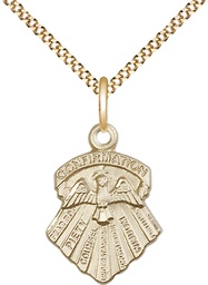 [0886GF/18G] 14kt Gold Filled Seven Gifts Pendant on a 18 inch Gold Plate Light Curb chain