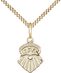 [0887GF/18G] 14kt Gold Filled Seven Gifts Pendant on a 18 inch Gold Plate Light Curb chain