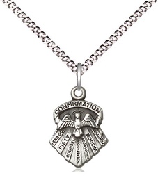 [0887SS/18S] Sterling Silver Seven Gifts Pendant on a 18 inch Light Rhodium Light Curb chain