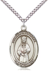 [7230SS/24SS] Sterling Silver Our Lady of Hope Pendant on a 24 inch Sterling Silver Heavy Curb chain