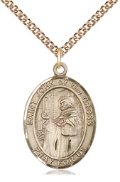 [7231GF/24GF] 14kt Gold Filled Saint John of the Cross Pendant on a 24 inch Gold Filled Heavy Curb chain