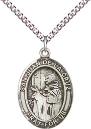 [7232SS/24SS] Sterling Silver San Juan de la Cruz Pendant on a 24 inch Sterling Silver Heavy Curb chain