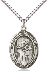 [7232SS/24SS] Sterling Silver San Juan de la Cruz Pendant on a 24 inch Sterling Silver Heavy Curb chain