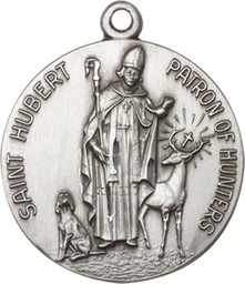 [0893SS] Sterling Silver Saint Hubert of Liege Medal