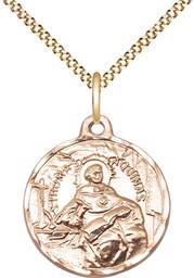 [0956GF/18G] 14kt Gold Filled Saint Thomas Aquinas Pendant on a 18 inch Gold Plate Light Curb chain