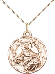 [0956GF/18GF] 14kt Gold Filled Saint Thomas Aquinas Pendant on a 18 inch Gold Filled Light Curb chain