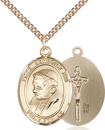 [7235GF/24GF] 14kt Gold Filled Pope Benedict XVI Pendant on a 24 inch Gold Filled Heavy Curb chain