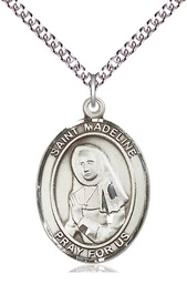 [7236SS/24SS] Sterling Silver Saint Madeline Sophie Barat Pendant on a 24 inch Sterling Silver Heavy Curb chain