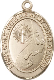 [7237GF] 14kt Gold Filled Footprints Cross Medal