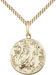 [0958GF/18G] 14kt Gold Filled Saint Thomas More Pendant on a 18 inch Gold Plate Light Curb chain