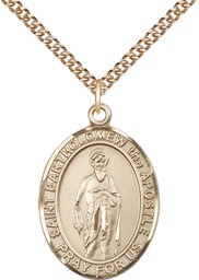 [7238GF/24GF] 14kt Gold Filled Saint Bartholomew the Apostle Pendant on a 24 inch Gold Filled Heavy Curb chain