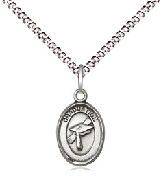 [0972SS/18S] Sterling Silver Graduation Pendant on a 18 inch Light Rhodium Light Curb chain