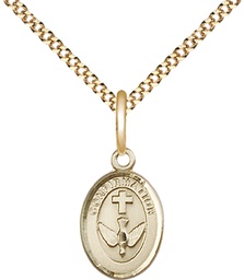 [0973GF/18G] 14kt Gold Filled Confirmation Pendant on a 18 inch Gold Plate Light Curb chain