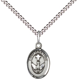 [0973SS/18S] Sterling Silver Confirmation Pendant on a 18 inch Light Rhodium Light Curb chain