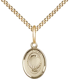 [0974GF/18G] 14kt Gold Filled Baptism Pendant on a 18 inch Gold Plate Light Curb chain